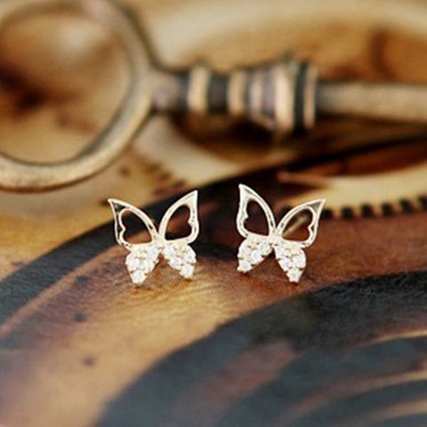 2016 fashion jewelry simple and elegant wild personality female butterfly earrings free shipping Ear Jewelry