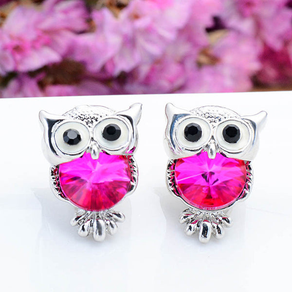 H:HYDE Brand Jewelry Crystal Owl Stud Earrings For Women Vintage 11 Colors Animal Statement Earrings Brincos oorbellen