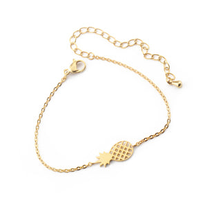 Minimalism Pineapple Bracelet For Women Dainty Gifts BFF Jewelry 2017 Friendship Stainless Steel Rose Gold Ananas Bracelet Femme