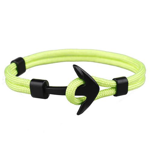 AiNian New Fashion Black Anchor Bracelets Men Charm 550 Survival Rope Chain Paracord Bracelet Male Wrap Metal Sport Hooks